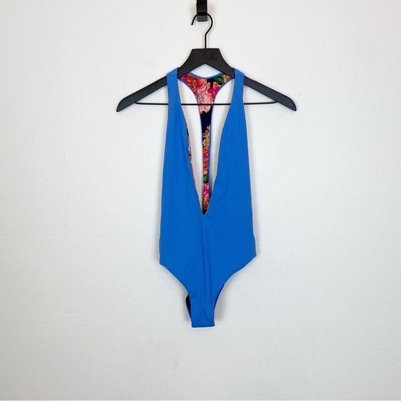 New! Maaji Reversible Cheeky Cut Plunge One Piece Tiki Tiky Floral - Picture 5 of 8